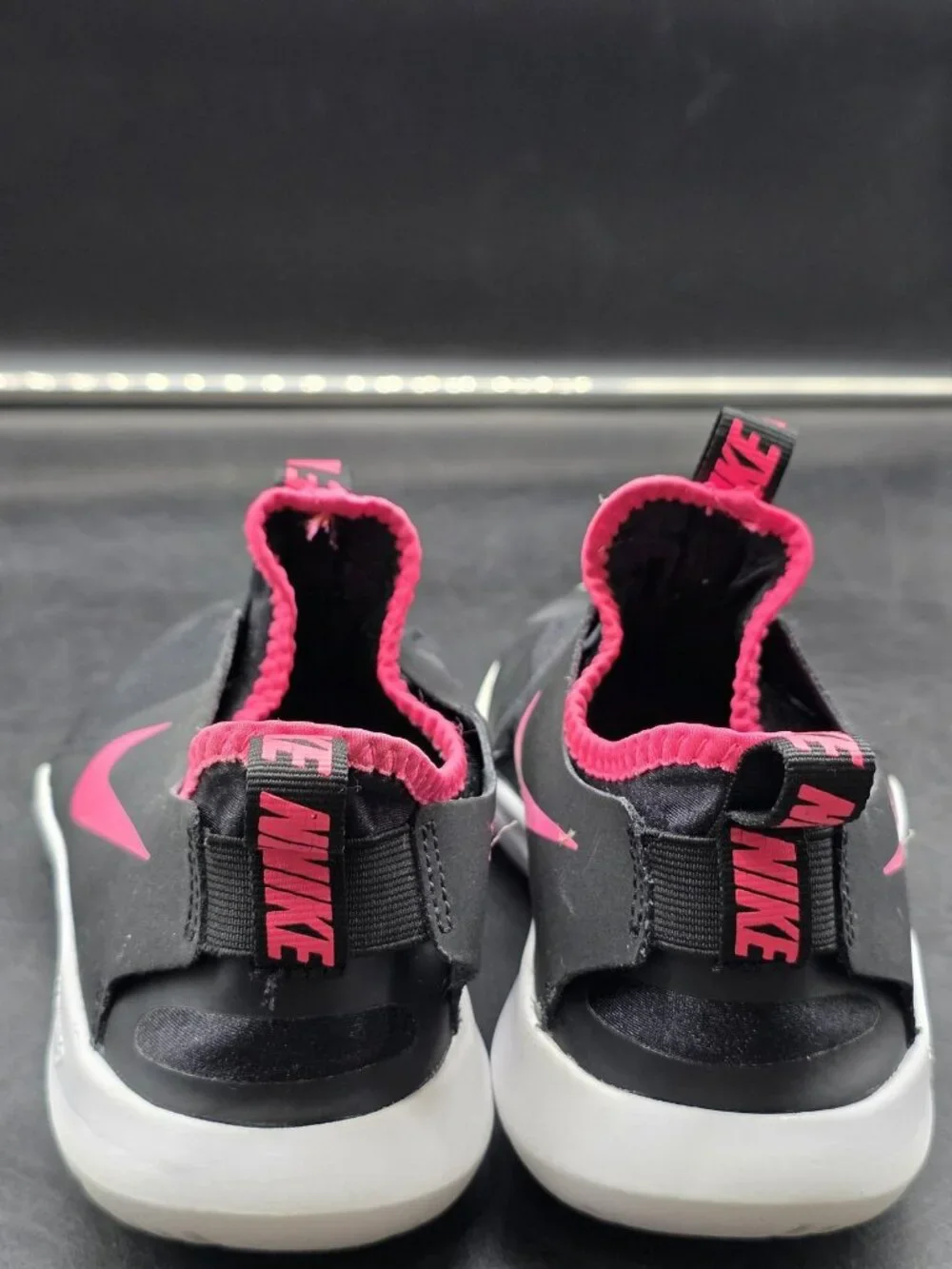 Nike Flex Runner Shoes Youth 6Y Black Pink Slip On Running AT4662-006 Stains